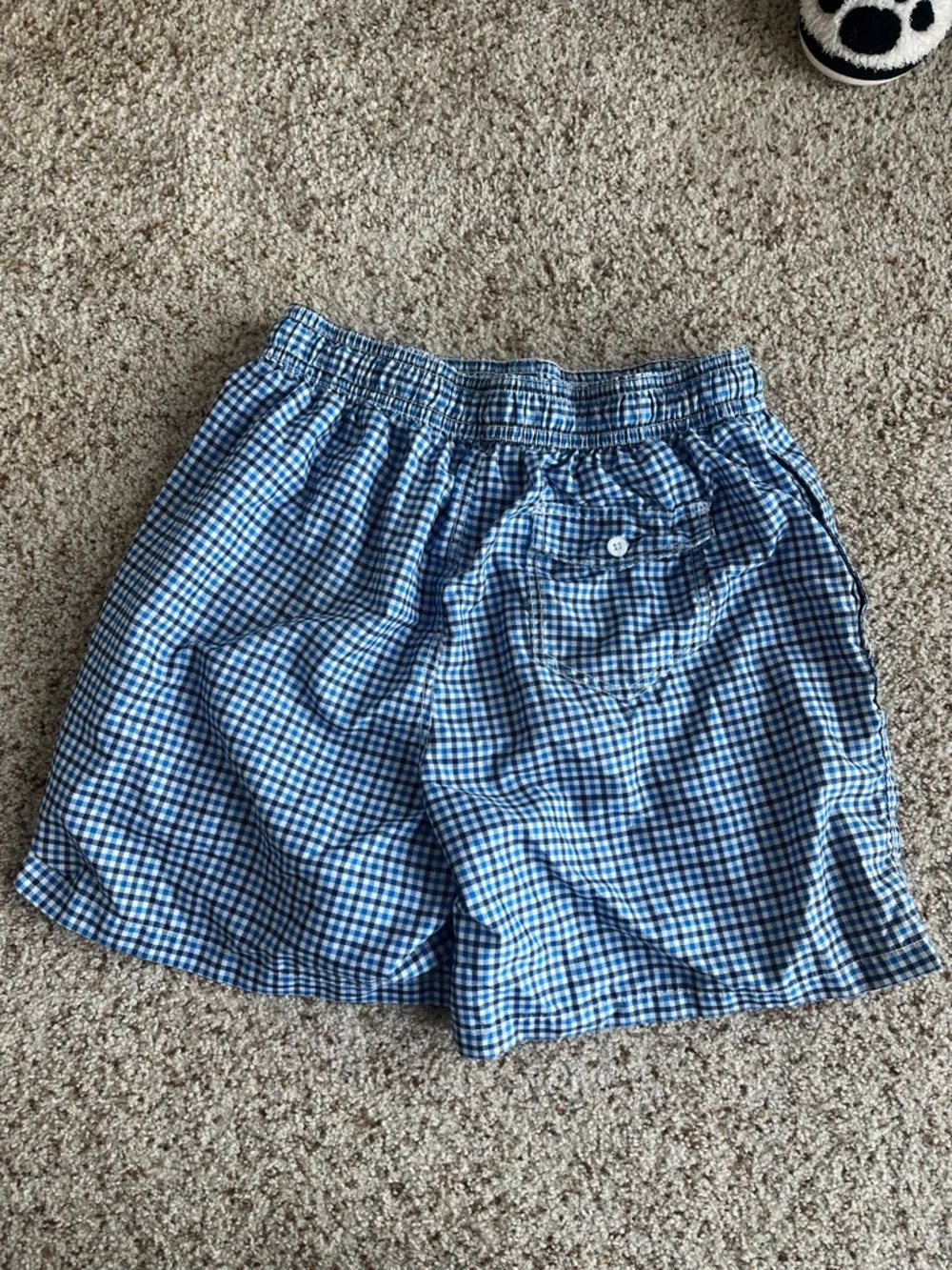 Kanu Surf Blue and White Gingham Swim Trunks